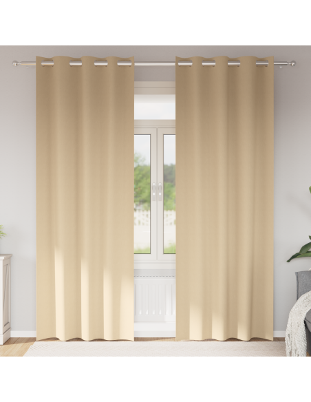 Tende con tende 2 pcs Crema 245 x 140 cm Poliestere