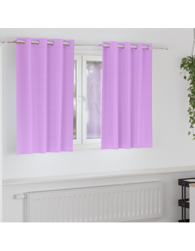 Tende Blackout con Anelli 2 pcs Viola 140 x 140 cm Poliestere
