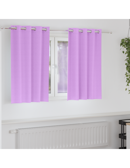Tende Blackout con Anelli 2 pcs Viola 140 x 140 cm Poliestere