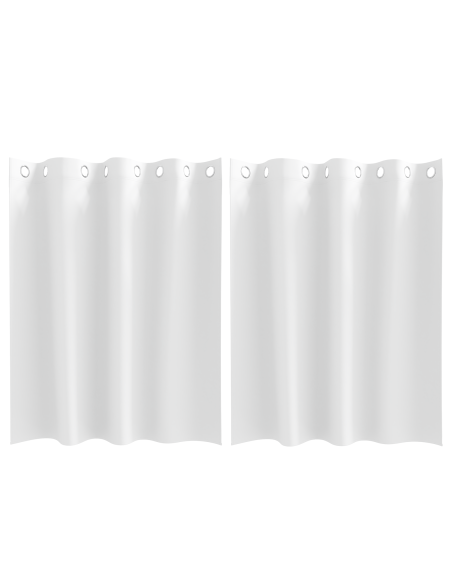 Tende con tende 2 pcs Bianco Puro 140 x 140 cm Poliestere