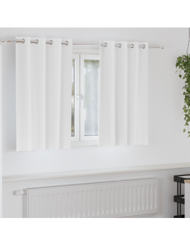 Tende Blackout con Anelli 2 pcs Bianco Puro 140 x 140 cm