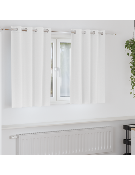 Tende con tende 2 pcs Bianco Puro 140 x 140 cm Poliestere