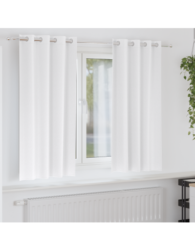 Tende Blackout con Anelli 2 pcs Bianco Puro 175 x 140 cm