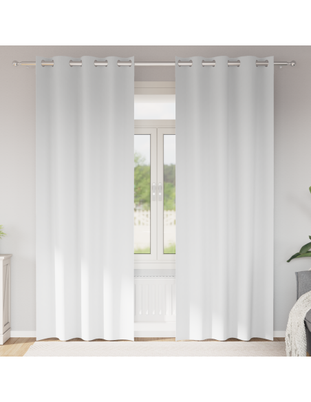 Tende con tende 2 pcs Bianco Puro 225 x 140 cm Poliestere
