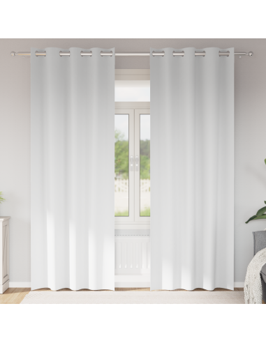 Tende Blackout con Anelli 2 pcs Bianco Puro 245 x 140 cm