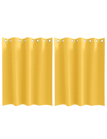 Tende con tende 2 pcs giallo senape 140 x 140 cm Poliestere