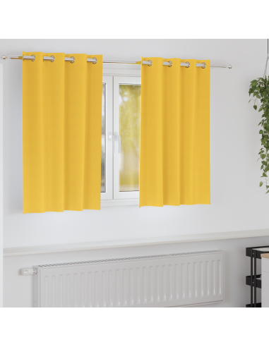 Tende Blackout con Anelli 2 pcs Giallo senape 140 x 140 cm