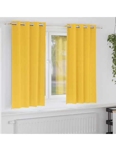 Tende con tende 2 pcs giallo senape 175 x 140 cm Poliestere