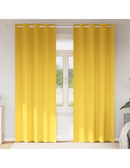 Tende con tende 2 pcs giallo senape 245 x 140 cm Poliestere