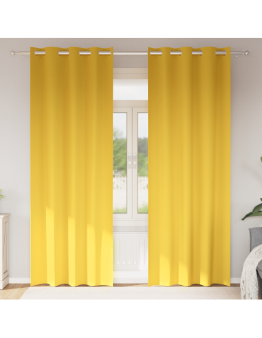 Tende Blackout con Anelli 2 pcs Giallo senape 260 x 140 cm