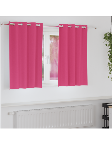 Tende Blackout con Anelli 2 pcs Rosa Vivo 140 x 140 cm