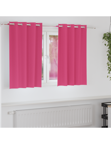 Tende con tende 2 pcs Rosa Vivo 140 x 140 cm Poliestere