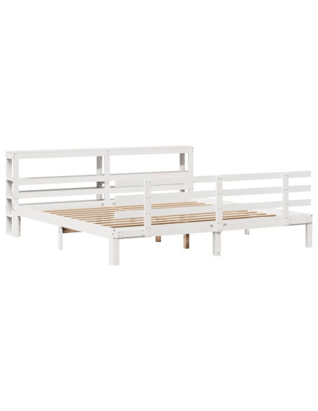 Giroletto con Testiera senza Materasso Bianco 200x200 cm