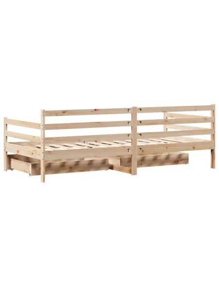 Dormeuse con Cassetti 90x190 cm in Legno Massello Pino
