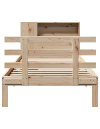 Letto Libreria senza Materasso 90x190 cm Legno Massello Pino