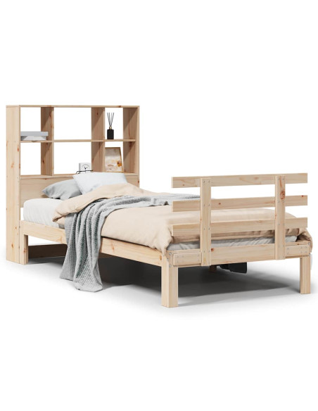 Letto Libreria senza Materasso 90x190 cm Legno Massello Pino