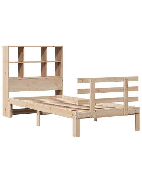 Letto Libreria senza Materasso 90x190 cm Legno Massello Pino