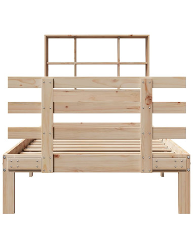 Letto Libreria senza Materasso 90x190 cm Legno Massello Pino