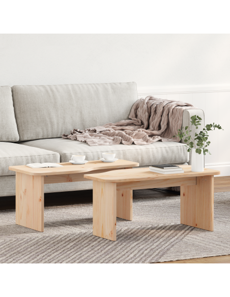 Tavolino da salotto 2 pcs Naturale Legno di pino massello