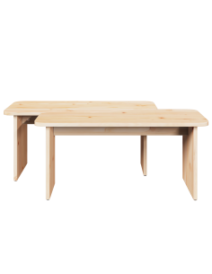 Tavolino da salotto 2 pcs Naturale Legno di pino massello 2