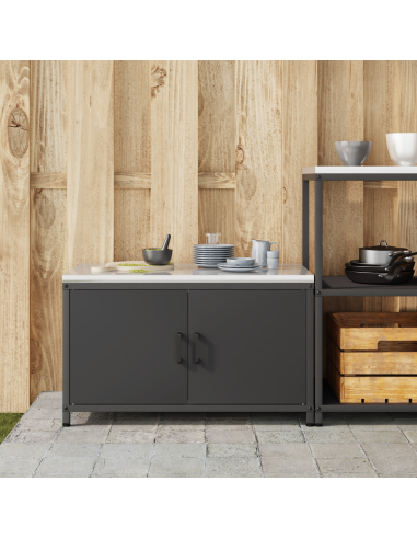 Stoccaggio in cucina con porta Nero 60 x 50 x 92 cm Acciaio