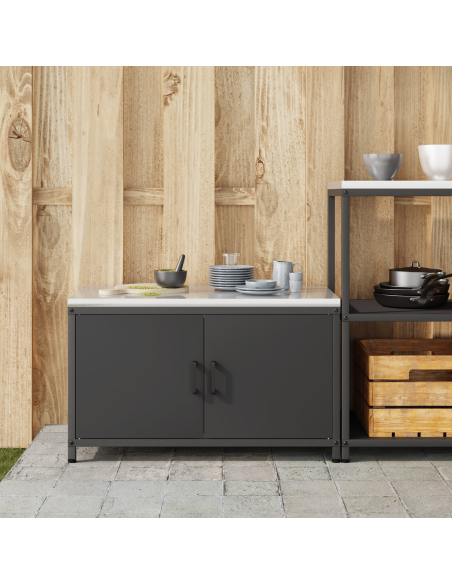 Stoccaggio in cucina con porta Nero 60 x 50 x 92 cm Acciaio