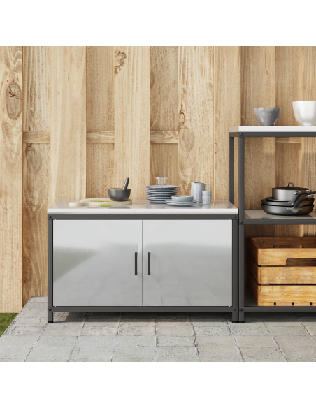 Armadietto per Stoccaggio in Cucina Argento 60 x 50 x 92 cm