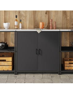 Stoccaggio in cucina con porta Nero 60 x 50 x 92 cm Acciaio