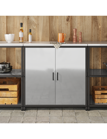 Stoccaggio in cucina con porta Argento 60 x 50 x 92 cm Acciaio