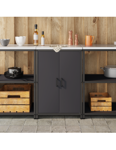 Stoccaggio in cucina con porta Nero 60 x 50 x 92 cm Acciaio