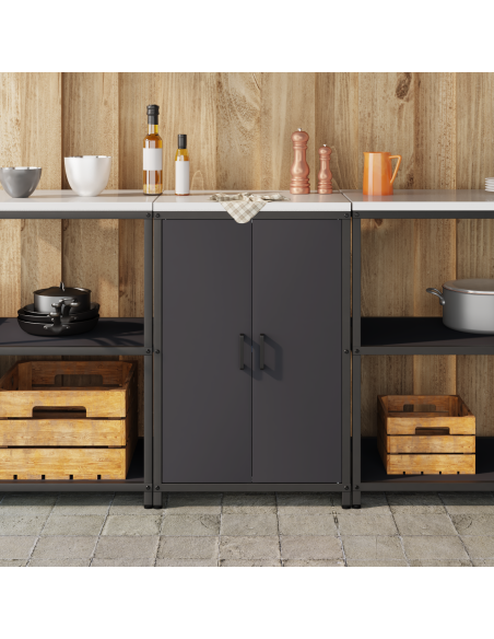 Armadietto per Stoccaggio in Cucina Nero 60 x 50 x 92 cm