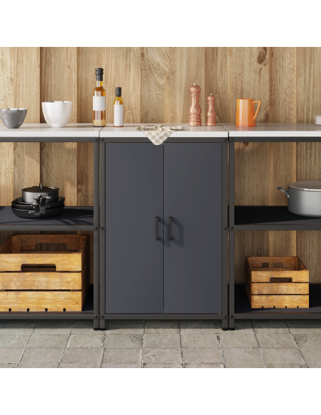 Armadietto per Stoccaggio in Cucina Antracite 60 x 50 x 92 cm