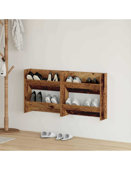 Armadi per scarpe da muro 2 pcs Legno antico 60 x 18 x 60 cm