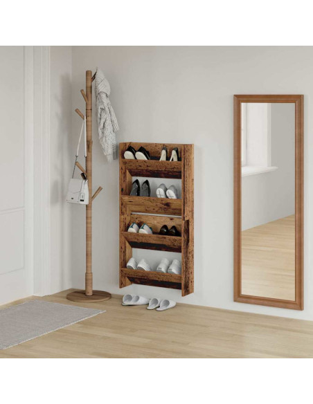 Armadi per scarpe da muro 2 pcs Legno antico 60 x 18 x 60 cm