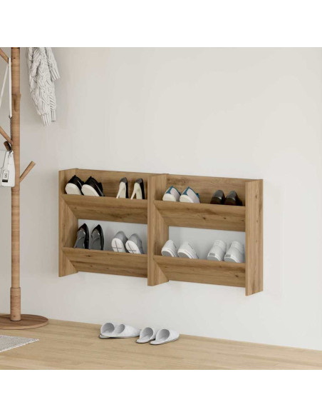 Armadi per scarpe da muro 2 pcs rovere artigianale