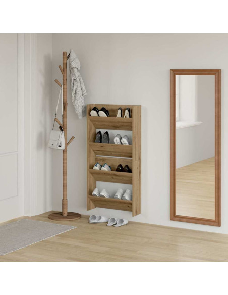Armadi per scarpe da muro 2 pcs rovere artigianale
