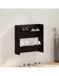 Mobile per scarpe Rovere Nero 60 x 18 x 60 cm Legno multistrato 2