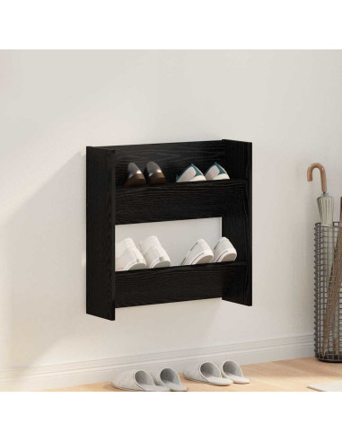 Mobile per scarpe Rovere Nero 60 x 18 x 60 cm Legno multistrato