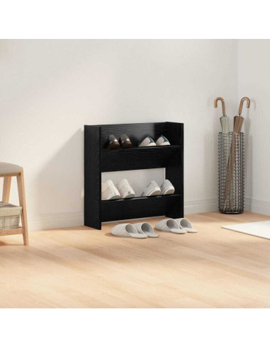 Mobile per scarpe Rovere Nero 60 x 18 x 60 cm Legno multistrato