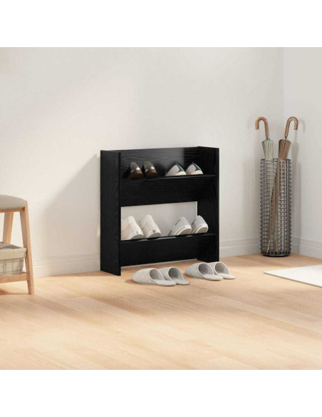 Mobile per scarpe Rovere Nero 60 x 18 x 60 cm Legno multistrato