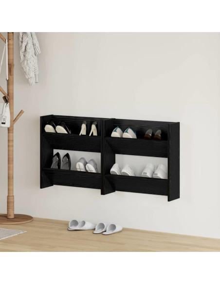 Armadi per scarpe da muro 2 pcs Rovere nero 60 x 18 x 60 cm