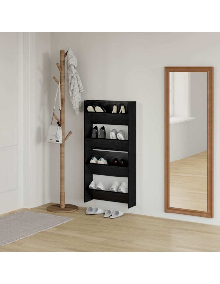 Armadi per scarpe da muro 2 pcs Rovere nero 60 x 18 x 60 cm