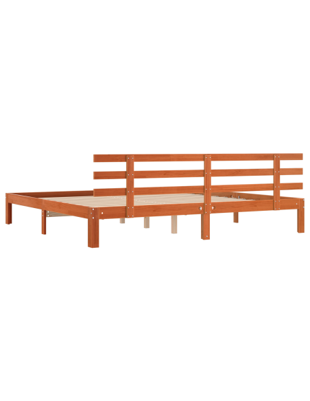 Cornice letto marrone cerato 200x200 cm legno massello di pino
