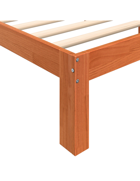 Cornice letto marrone cerato 200x200 cm legno massello di pino