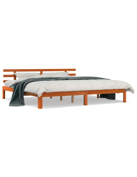 Cornice letto marrone cerato 200x200 cm legno massello di pino