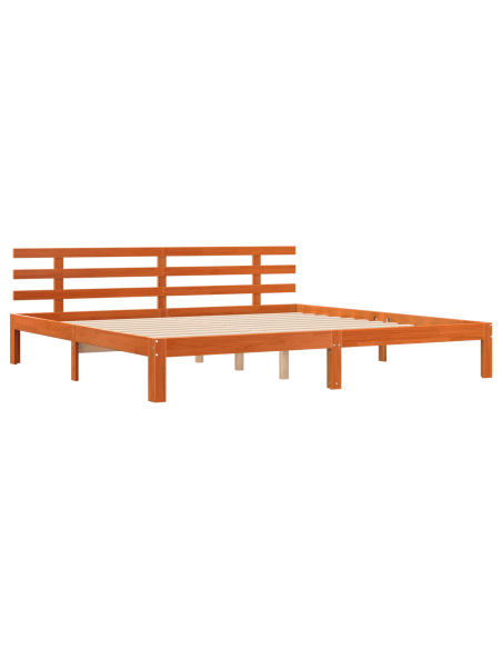 Cornice letto marrone cerato 200x200 cm legno massello di pino