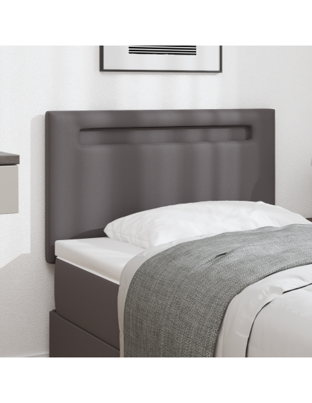 Testiera LED Grigio 90 cm Pelle Sintetica