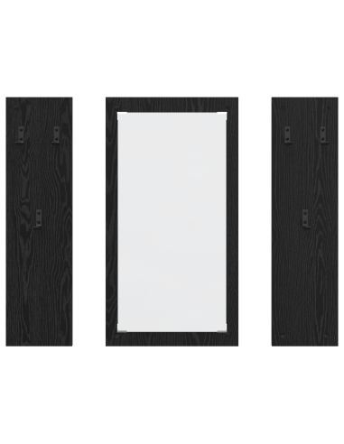 Appendiabiti a muro con specchio Rovere Nero 96 x 1,5 x 90 cm