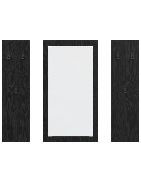 Appendiabiti a muro con specchio Rovere Nero 96 x 1,5 x 90 cm