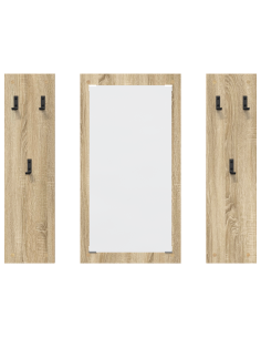 Appendiabiti a muro con specchio Rovere Sonoma 96 x 1,5 x 90 cm